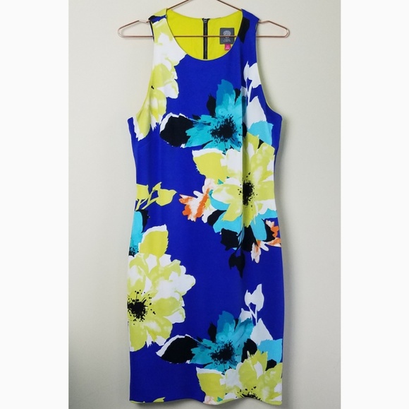 vince camuto blue floral dress